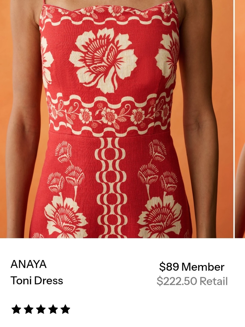 Large Anaya BY MODA  Strapless Floral Midi Dress in Red and Cream